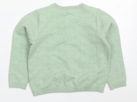 NEXT Girls Green Cotton Cardigan Jumper Size 12-18 Months Button