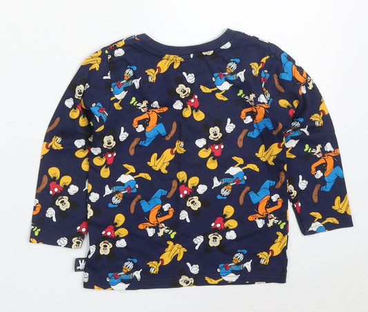 Primark Boys Multicoloured Cotton Basic T-Shirt Size 18-24 Months Crew Neck Pullover - Mickey Mouse and Friends