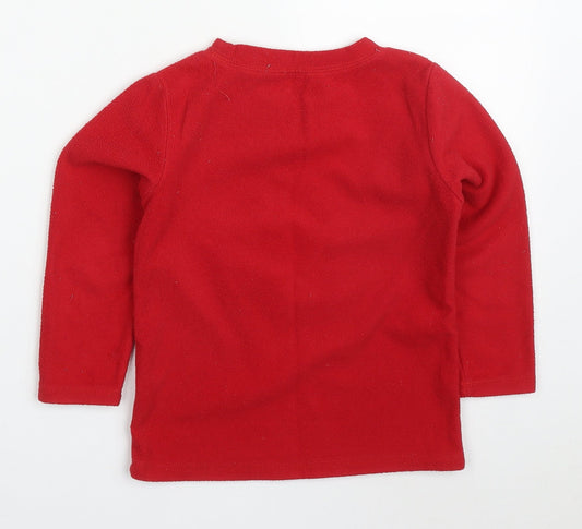 Dunnes Boys Red Solid Polyester Pyjama Top Size 5-6 Years Pullover - Snow Day