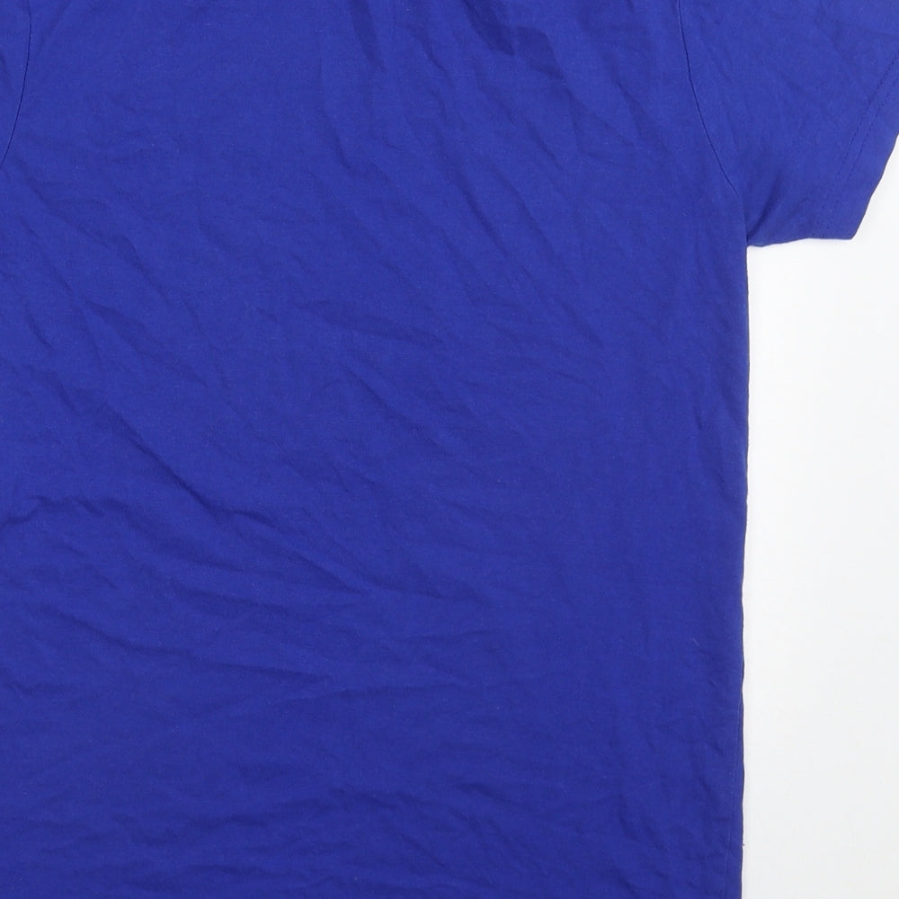 Preworn Mens Blue Cotton T-Shirt Size M Crew Neck - Merry Christmas