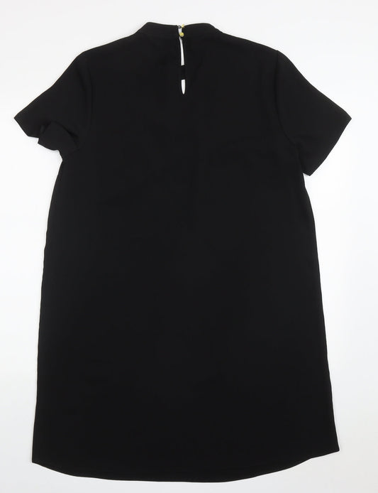 F&F Womens Black Polyester Shift Size 14 Round Neck Button