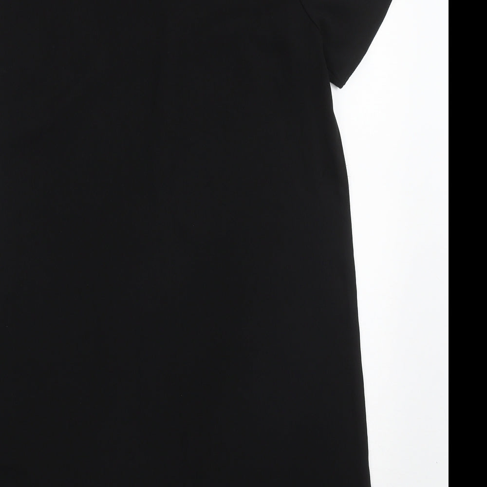 F&F Womens Black Polyester Shift Size 14 Round Neck Button
