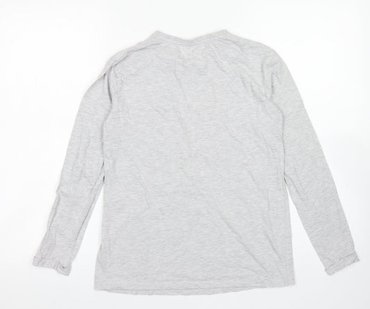George Girls Grey Cotton Basic T-Shirt Size 12-13 Years Crew Neck - Christmas tee
