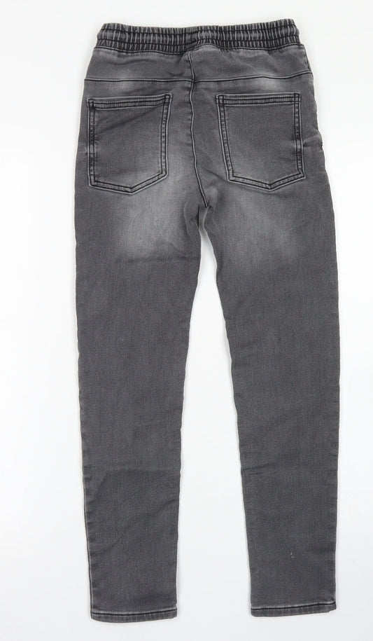 TU Boys Grey Cotton Skinny Jeans Size 9 Months Regular Drawstring