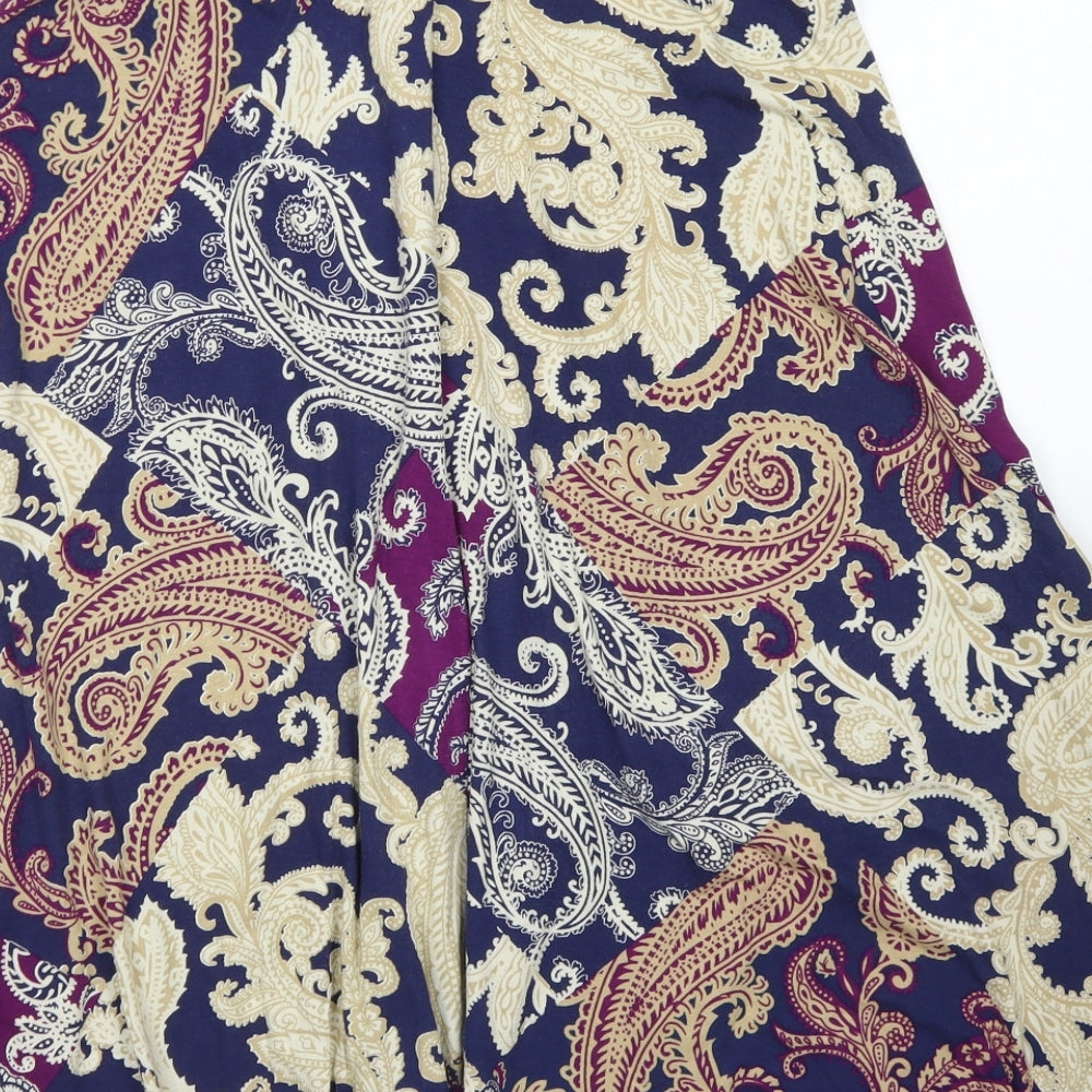 Bonmarché Womens Blue Paisley Viscose Flare Skirt Size 10