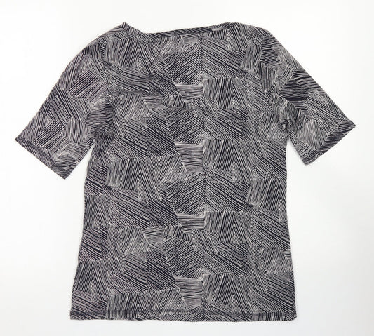 M&S Womens Blue Striped Cotton T-Shirt Size 14 Scoop Neck