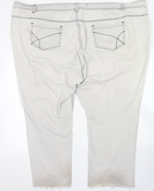 Evans Womens Grey  Cotton Straight Jeans Size 32 L25 in Regular Button