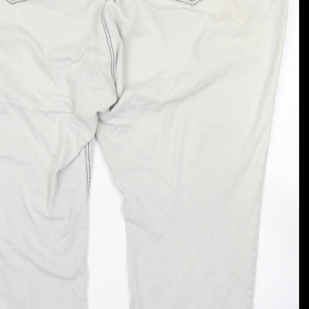 Evans Womens Grey Cotton Straight Jeans Size 32 L25 in Regular Button