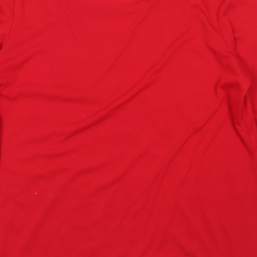 Evans Womens Red Polyester Basic T-Shirt Size 14 Round Neck
