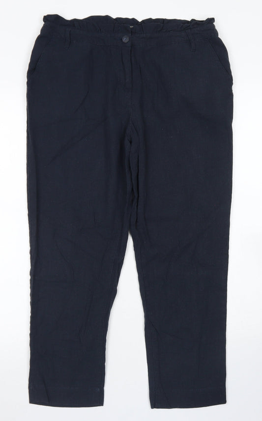 Womens UK Size 10 Oasis Regular Fit Pedal Pusher Blue Trousers