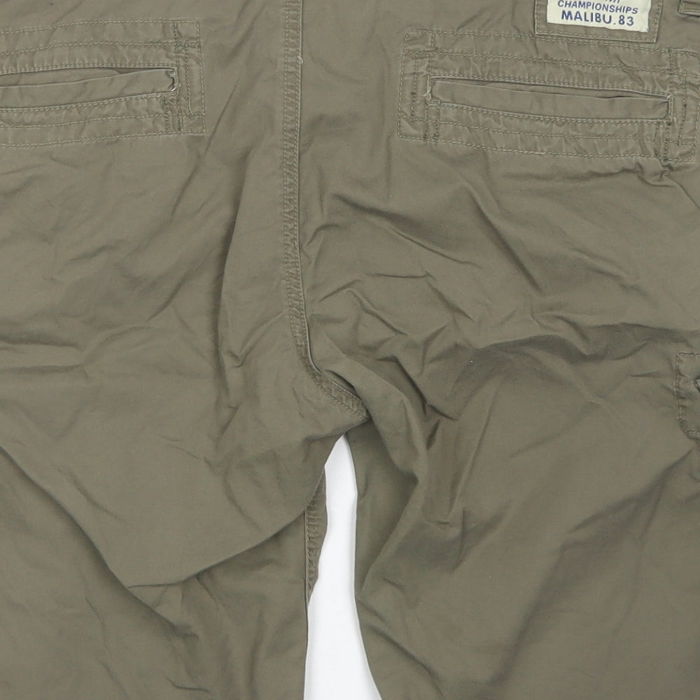 Fresh Brand Mens Green Cotton Cargo Shorts Size XL L10 in Regular Button