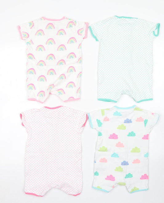 NEXT Girls Pink Spotted Cotton Romper Outfit/Set Size 6-9 Months Snap