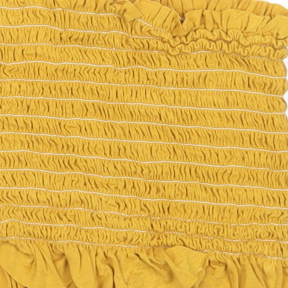 Womens UK Size 6 Misspap Yellow Cropped T-Shirt