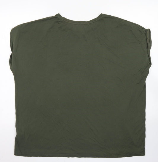 Primark Womens Green Polyester Basic T-Shirt Size 2XL Crew Neck