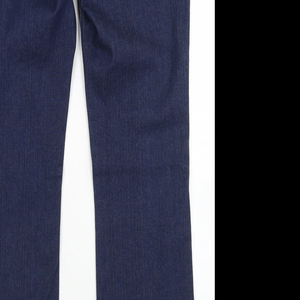 M&S Womens Blue Cotton Bootcut Jeans Size 14 L30 in Regular Button