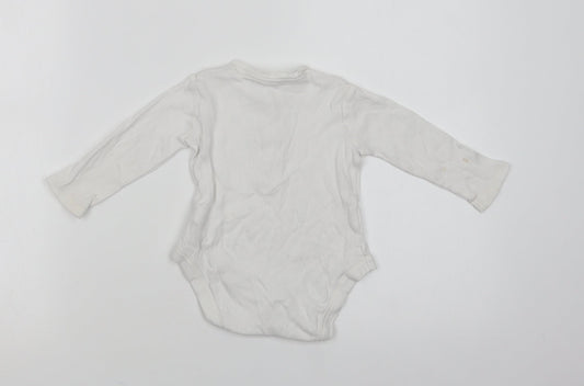 F&F Baby White Cotton Romper One-Piece Size 9-12 Months Snap