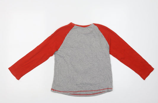 George Girls Grey Colourblock Cotton Basic Blouse Size 11-12 Years Crew Neck - Pug Christmas