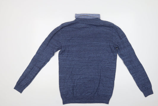 NEXT Mens Blue Collared Cotton Pullover Jumper Size M