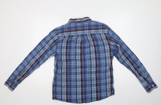 ASOS Mens Blue Check Cotton Button-Up Size M Collared Button