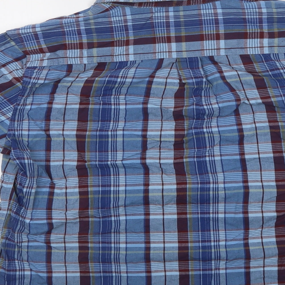 ASOS Mens Blue Check Cotton Button-Up Size M Collared Button