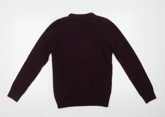 Marks and Spencer Mens Purple Crew Neck Acrylic Pullover Jumper Size S