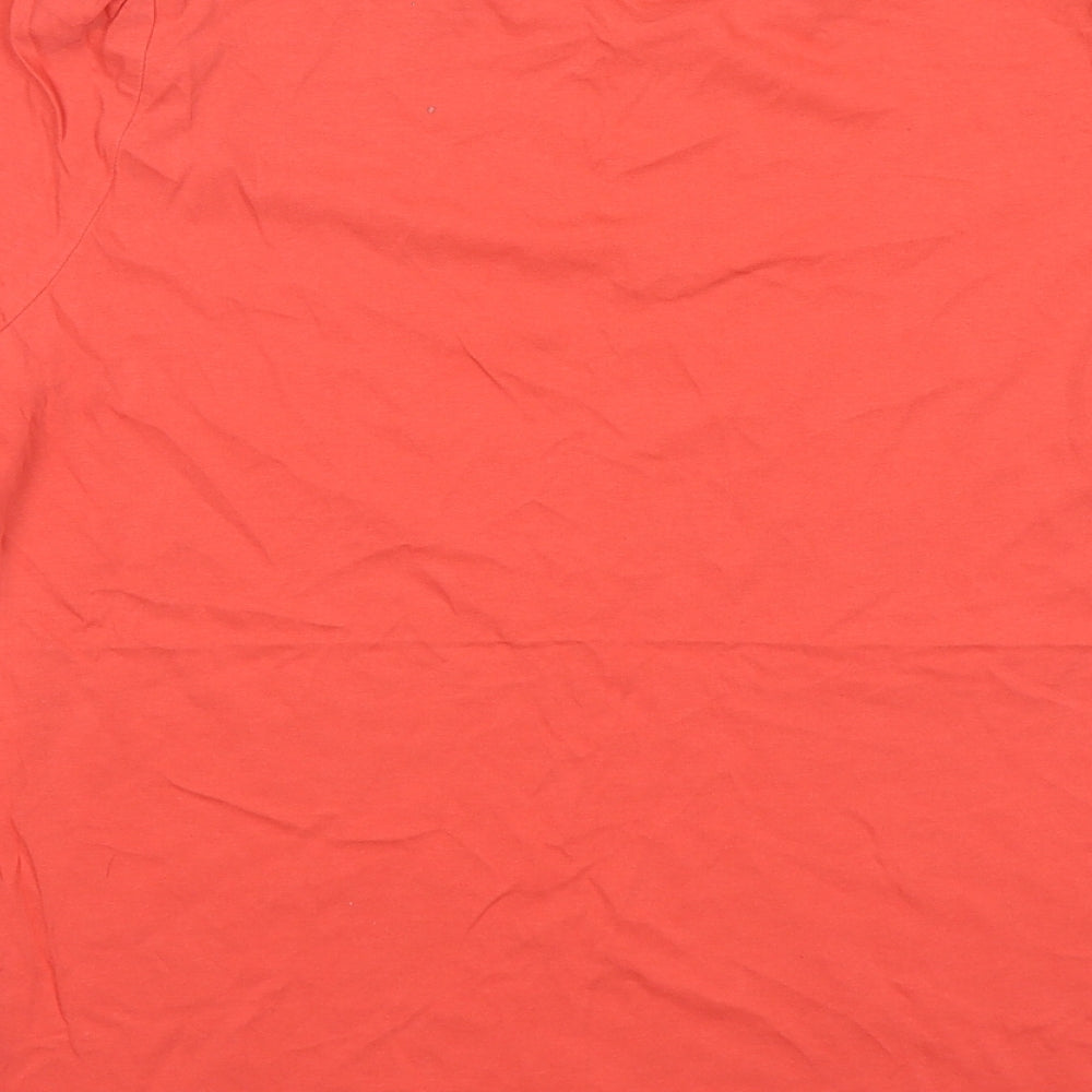 Brand and care label for F&F women’s pink cotton basic t-shirt, size UK 14, round neck