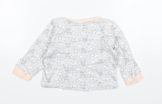 Primark Girls Grey Animal Print Cotton Pullover Jumper Size 18-24 Months