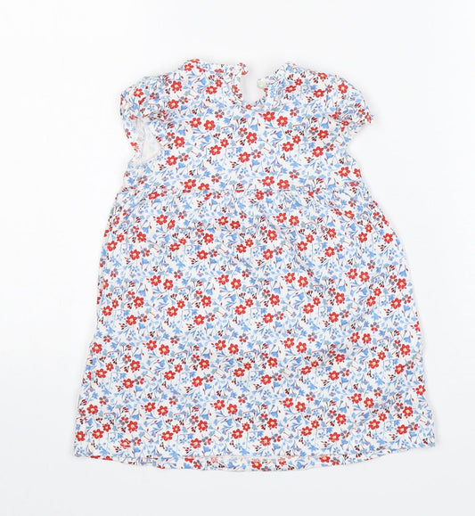 George Girls Multicoloured Floral Cotton A-Line Size 9-12 Months Round Neck