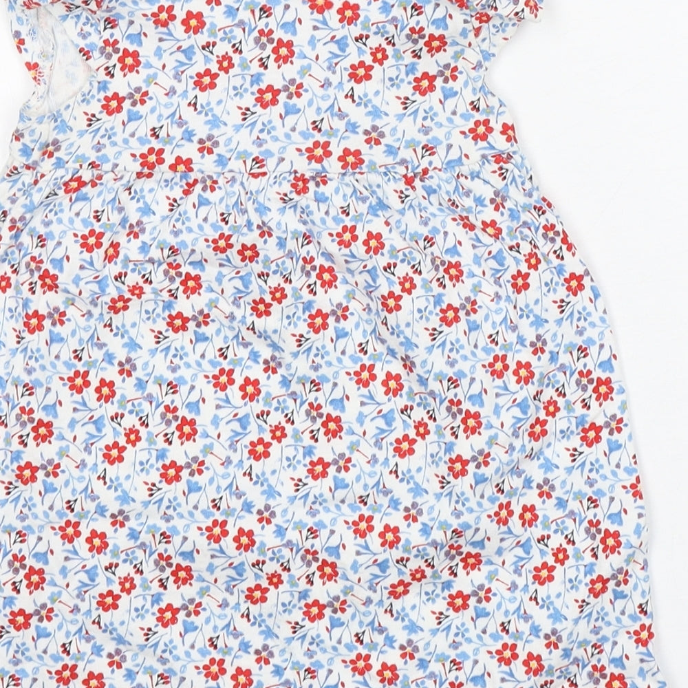 Brand and care label for George girls’ multicoloured floral cotton a-line, size 9-12, months round neck