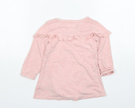 Primark Girls Pink Viscose Jumper Dress Size 12-18 Months Round Neck