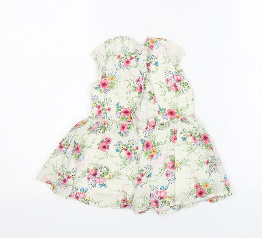 NEXT Girls Multicoloured Floral Cotton A-Line Size 12-18 Months Round Neck