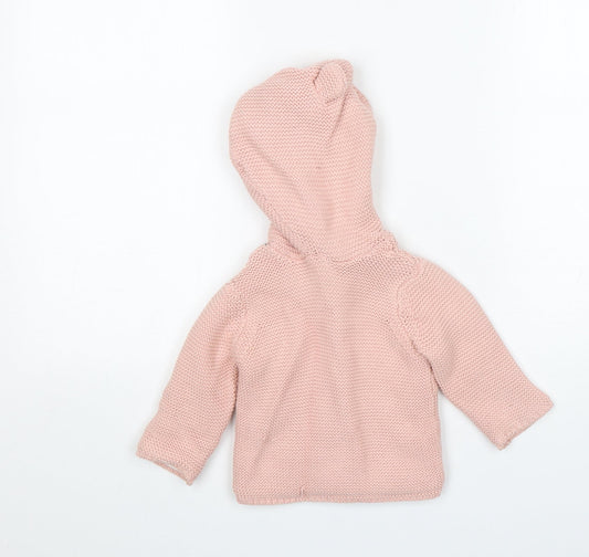 F&F Girls Pink Cotton Cardigan Jumper Size 3-6 Months