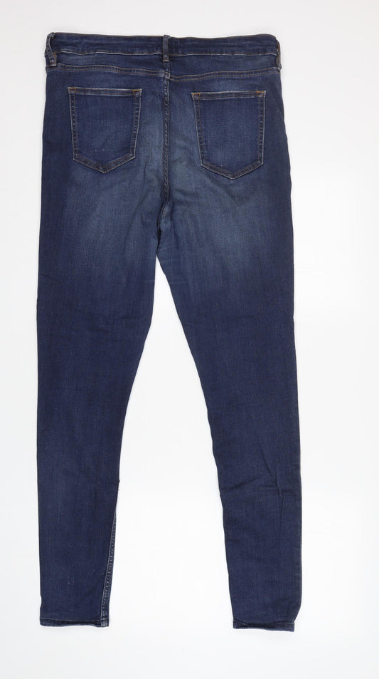F&F Womens Blue Cotton Skinny Jeans Size 16 L30 in Regular