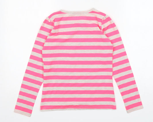 George Girls Multicoloured Striped Polyester Basic T-Shirt Size 9-10 Years Round Neck