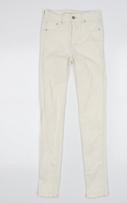 Additional front view of Pull&Bear women’s beige skinny jeans, size UK 4, 28-inch leg regular