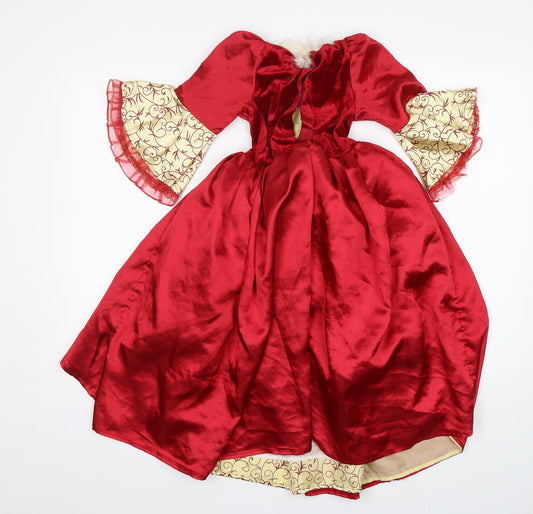 George Girls Red Polyester Ball Gown Size 5-6 Years Round Neck - disney princess