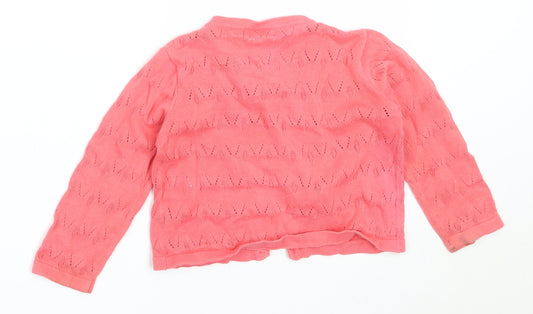 F&F Girls Pink Cotton Cardigan Jumper Size 12-18 Months
