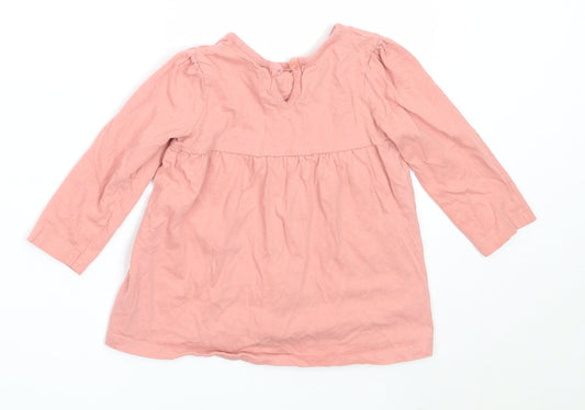 George Girls Pink Cotton Basic T-Shirt Size 12-18 Months Round Neck