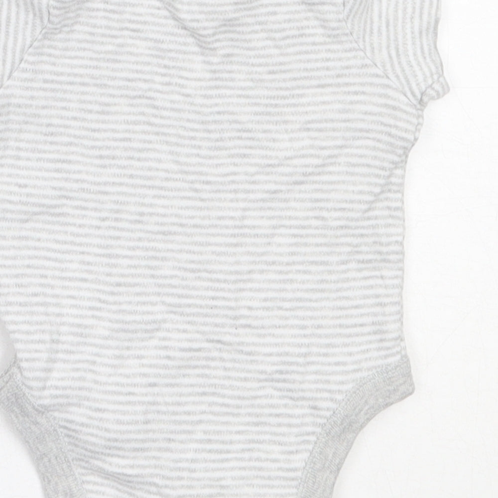 F&F Boys Grey Striped Cotton Basic T-Shirt Size Newborn Round Neck