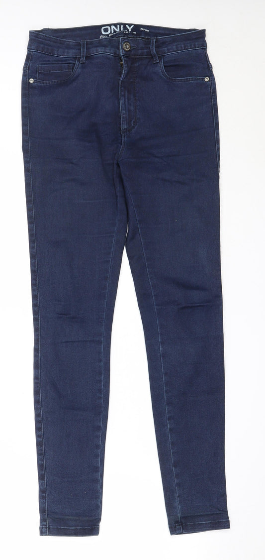 Additional front view of Only women’s blue cotton skinny jeans, size UK 30, in, 29-inch leg regular