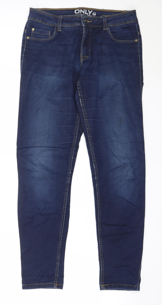 Additional front view of Only women’s blue cotton skinny jeans, size UK 30, in, 29-inch leg regular