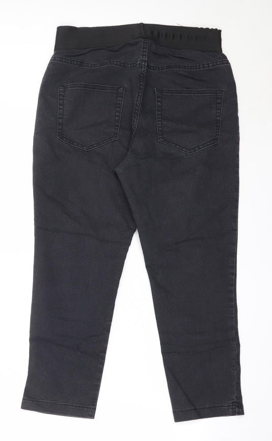 Marks and Spencer Womens Black Cotton Cropped Jeans Size 10 L22.5 in Regular