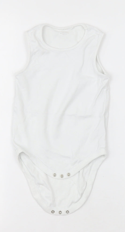 NEXT Girls White Cotton Bodysuit One-Piece Size 2-3 Years Button - Unisex
