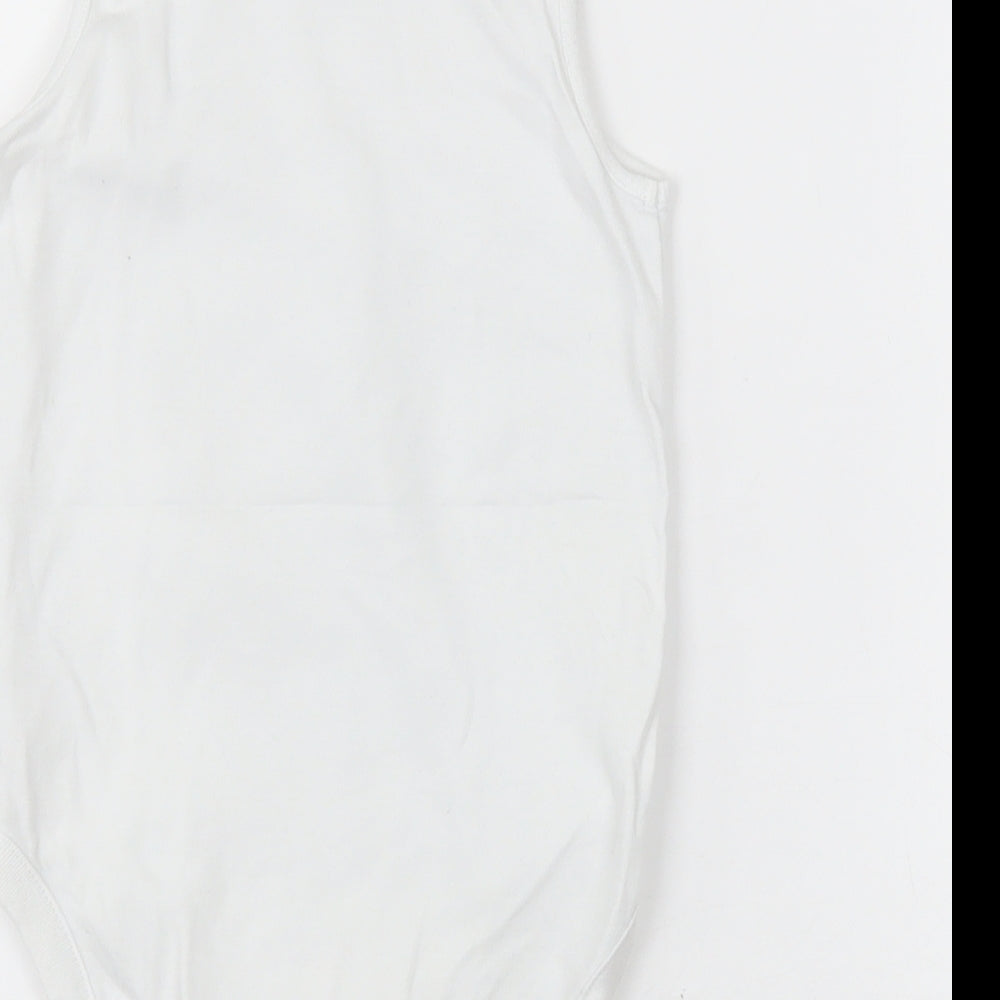 NEXT Girls White Cotton Bodysuit One-Piece Size 2-3 Years Button - Unisex