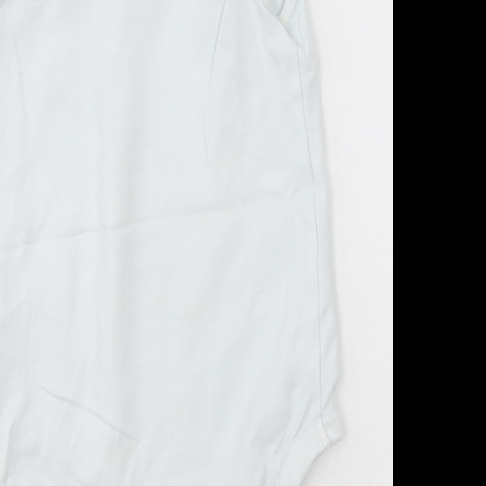 Brand and care label for Next girls’ white cotton bodysuit one-piece, size 2-3, years button