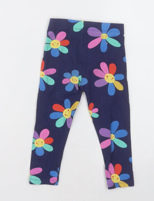 NEXT Girls Purple Floral Cotton Capri Trousers Size 2-3 Years Regular