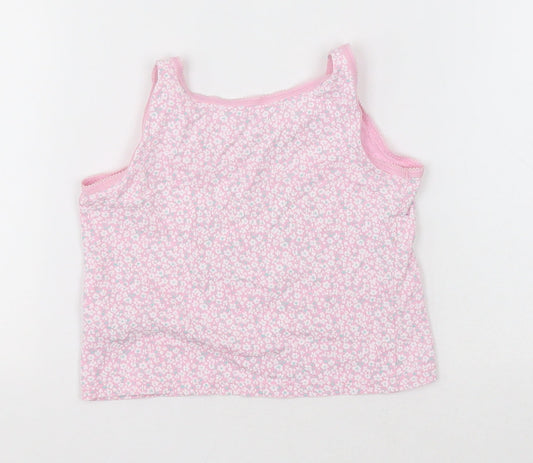 George Girls Pink Floral Cotton Basic Tank Size 2-3 Years Crew Neck Pullover