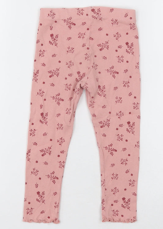 George Girls Pink Geometric Cotton Capri Trousers Size 2-3 Years Regular