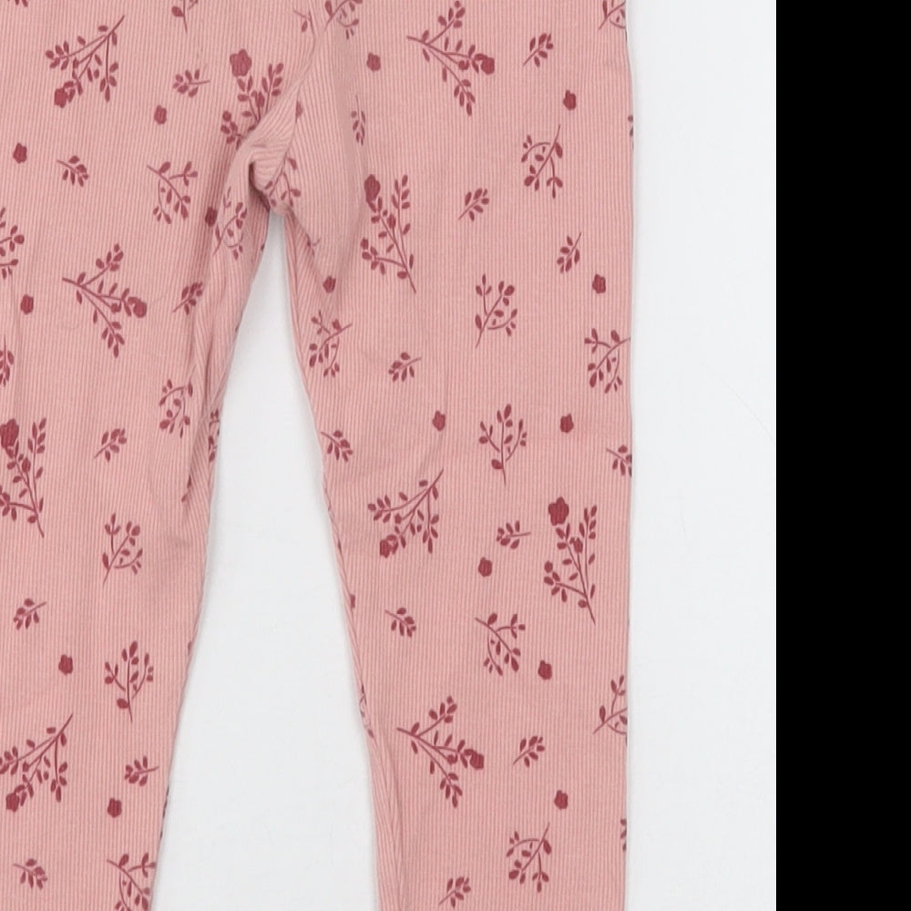 Brand and care label for George girls’ pink geometric cotton capri trousers, size 2-3, years regular