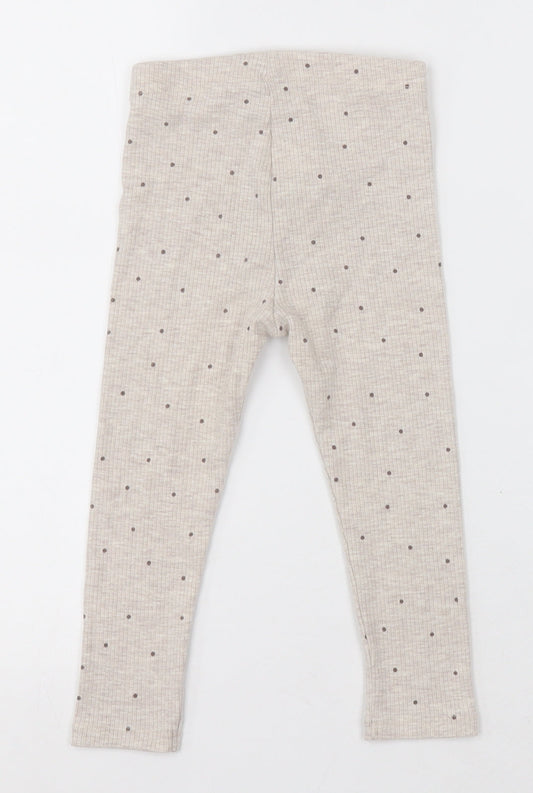George Girls Beige Polka Dot Polyester Capri Trousers Size 2-3 Years Regular